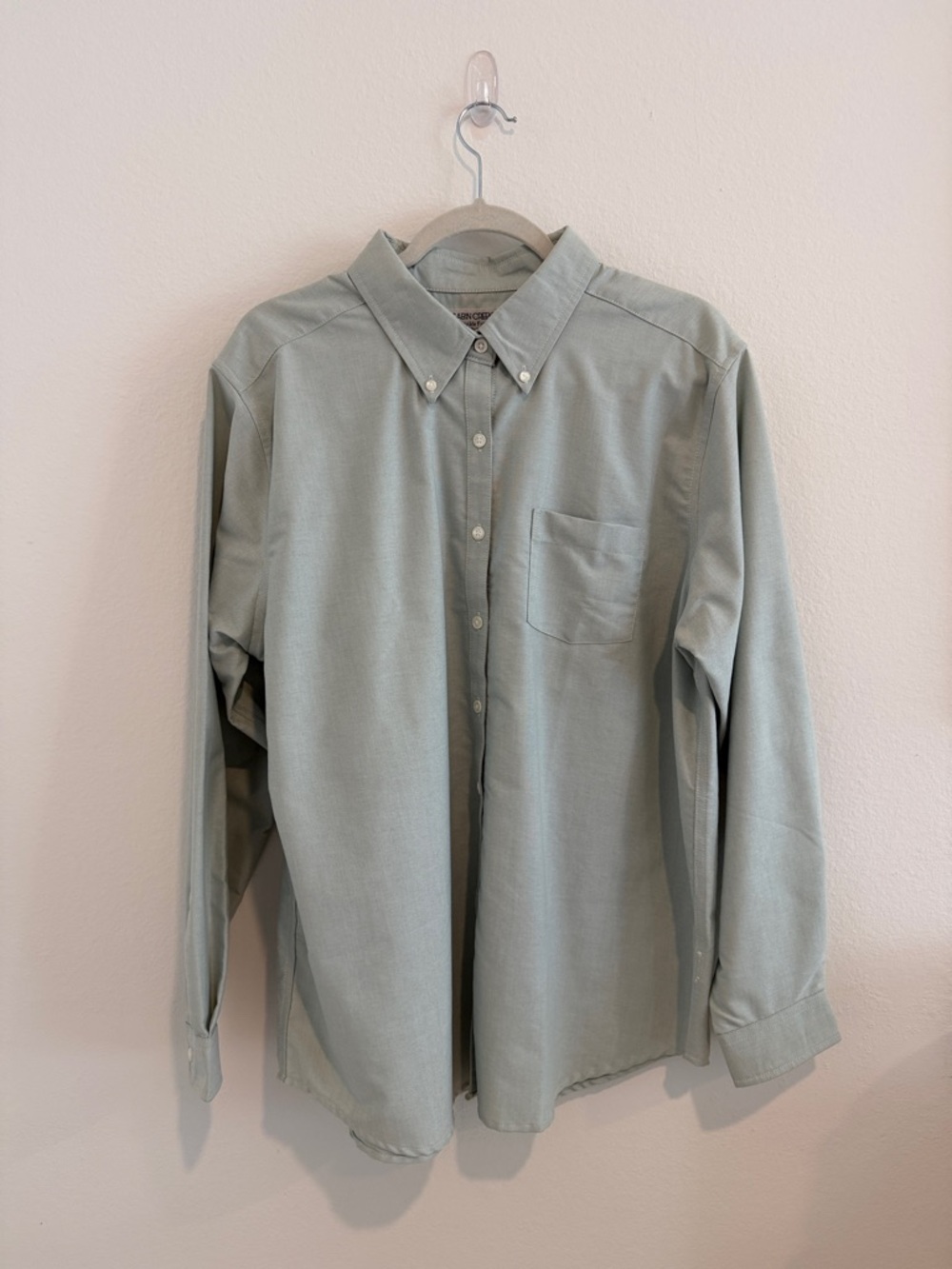 Cabin Creek Wrinkle Free Button Down Shirt Sage Green Size 16 L